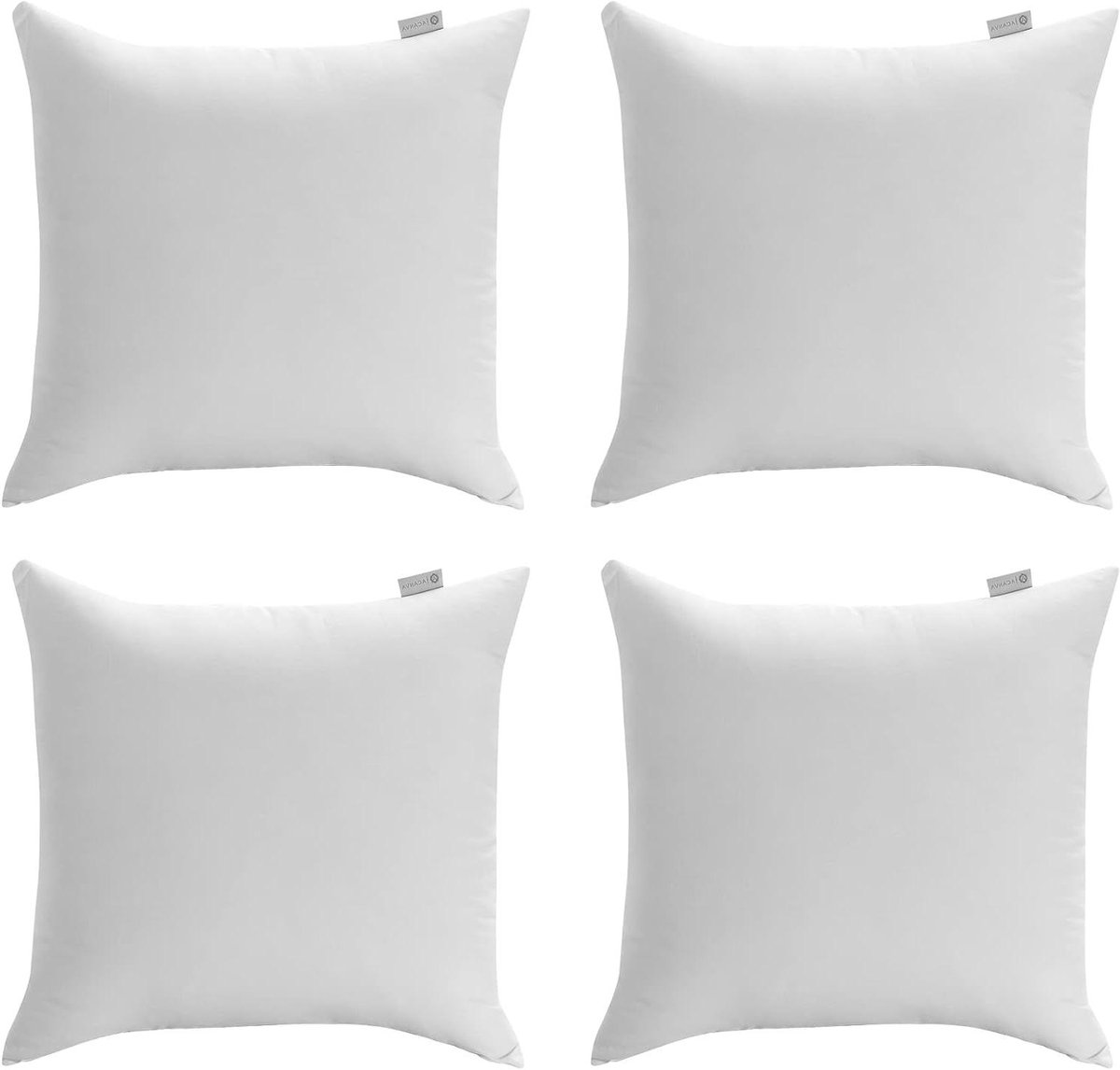 Acanva Sierkussen inzetstukken voor bedbank, ultrazachte polyester vulling voor decoratief kussen, vierkante schijnvorm, 4 stuks (pak van 1), wit