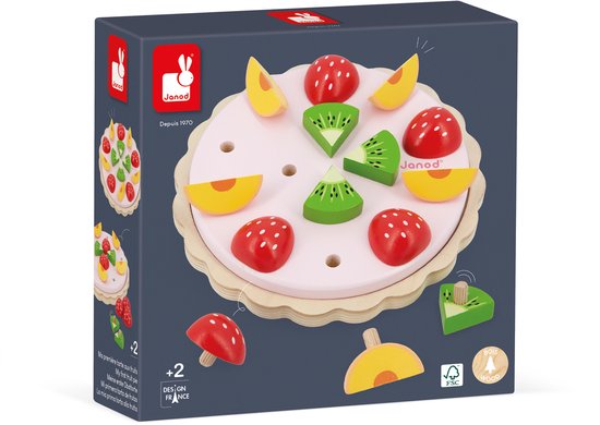 Janod - Mijn Eerste Fruittaart - Houten Speelset Met Taartbodem en Fruit - 15-Delig - Geschikt Vanaf 2 Jaar van Janod — afbeelding 4