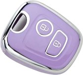 Zachte TPU Sleutelcover - Sleutelhoesje Geschikt voor Toyota Aygo / Citroën C1 / Peugeot 107 / 206 / 207 / 306 / 307 / 406 / 407 - Paars - Paarse Key Cover - Auto Accessoires