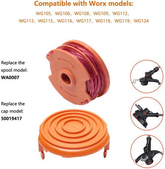 Geschikt voor WORX nylon maaitouw WA0007 spoel /50019417 spoel cap voor het stroppen van touw set voor het stroppen van vervangers van Merkloos	 — afbeelding 5