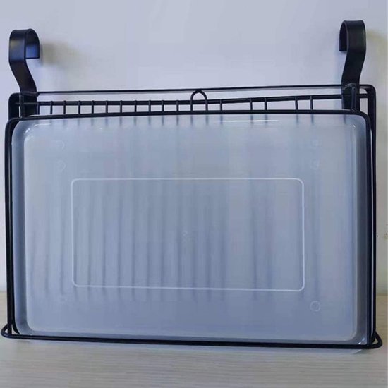 Opvouwbaar afdruiprek - Keuken organizer - Servies drogen - Inclusief lekbak - 396 x 265 cm - Mat zwart — afbeelding 2