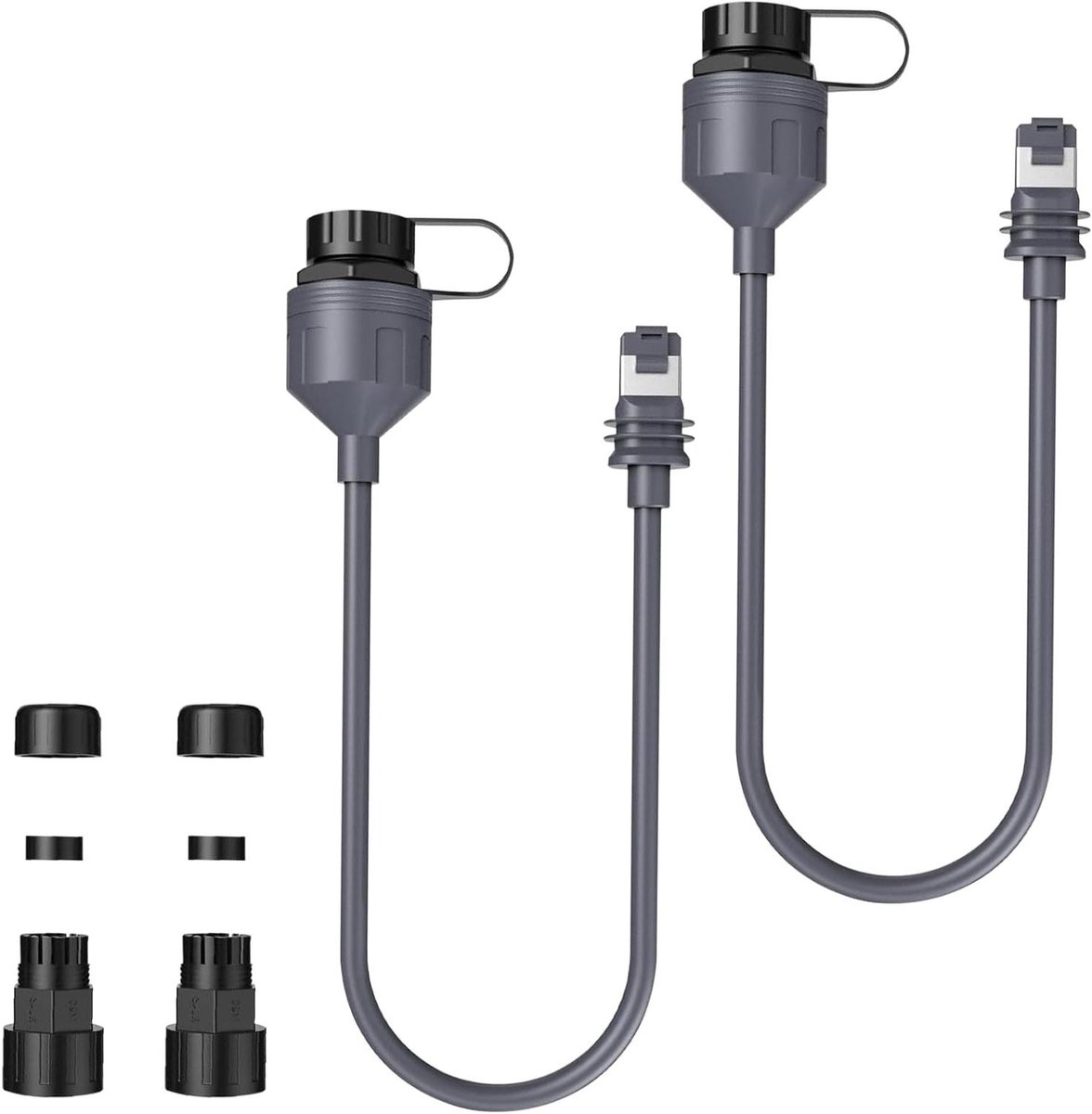Ethernet Adapter - RJ45 Verlengkabel - Netwerk Uitbreiden - IP68 Waterdicht - 05 m - Grijs