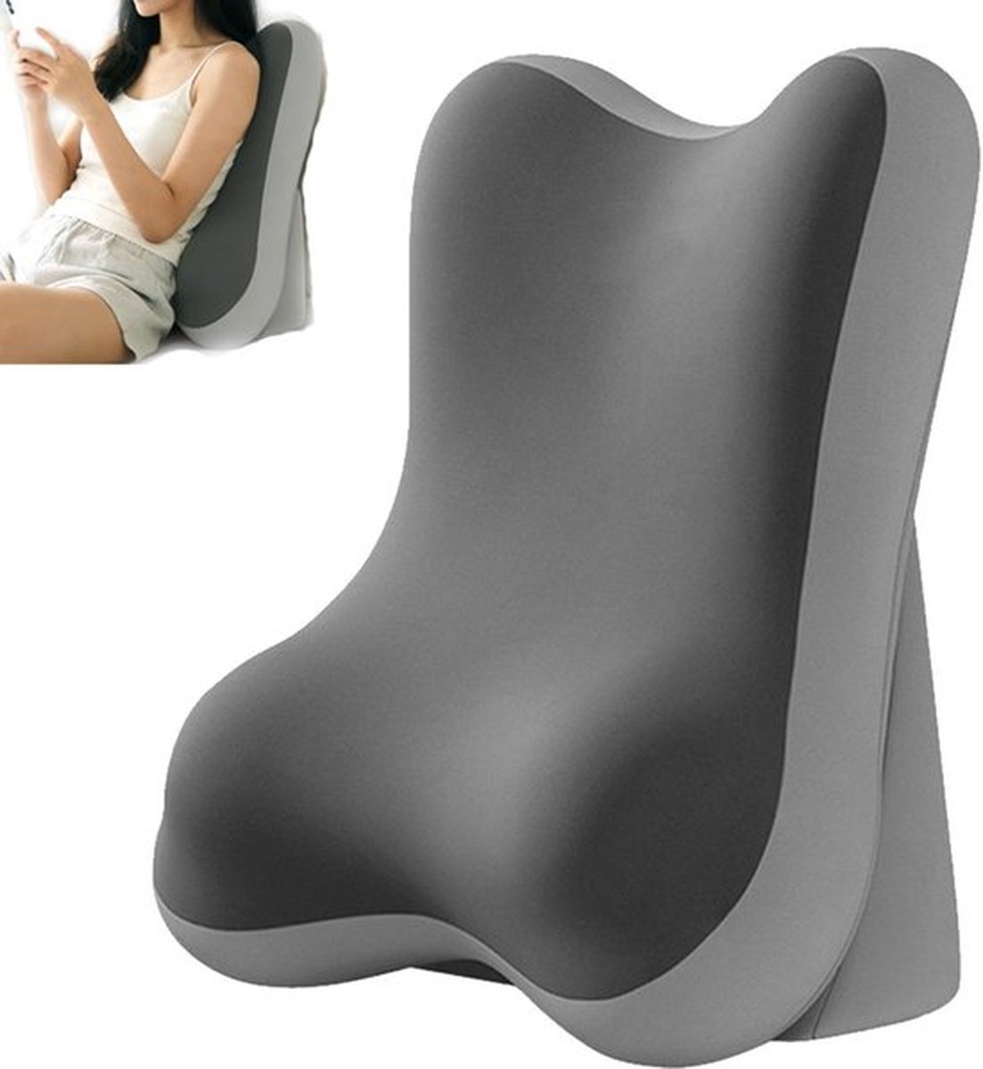 Ergonomisch lendenkussen - Traagschuim kussen voor in de slaapkamer - Geschikt voor thuisgebruik - Ideaal om op te zitten en liggen - Ontspanning voor een goede nachtrust - Donkergrijs & lichtgrijs