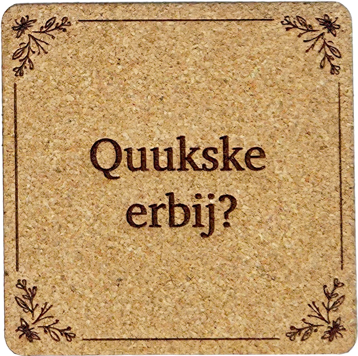 Kurken Onderzetter Quukske - Glazen Onderzetters - Gegraveerd - Tilburgs