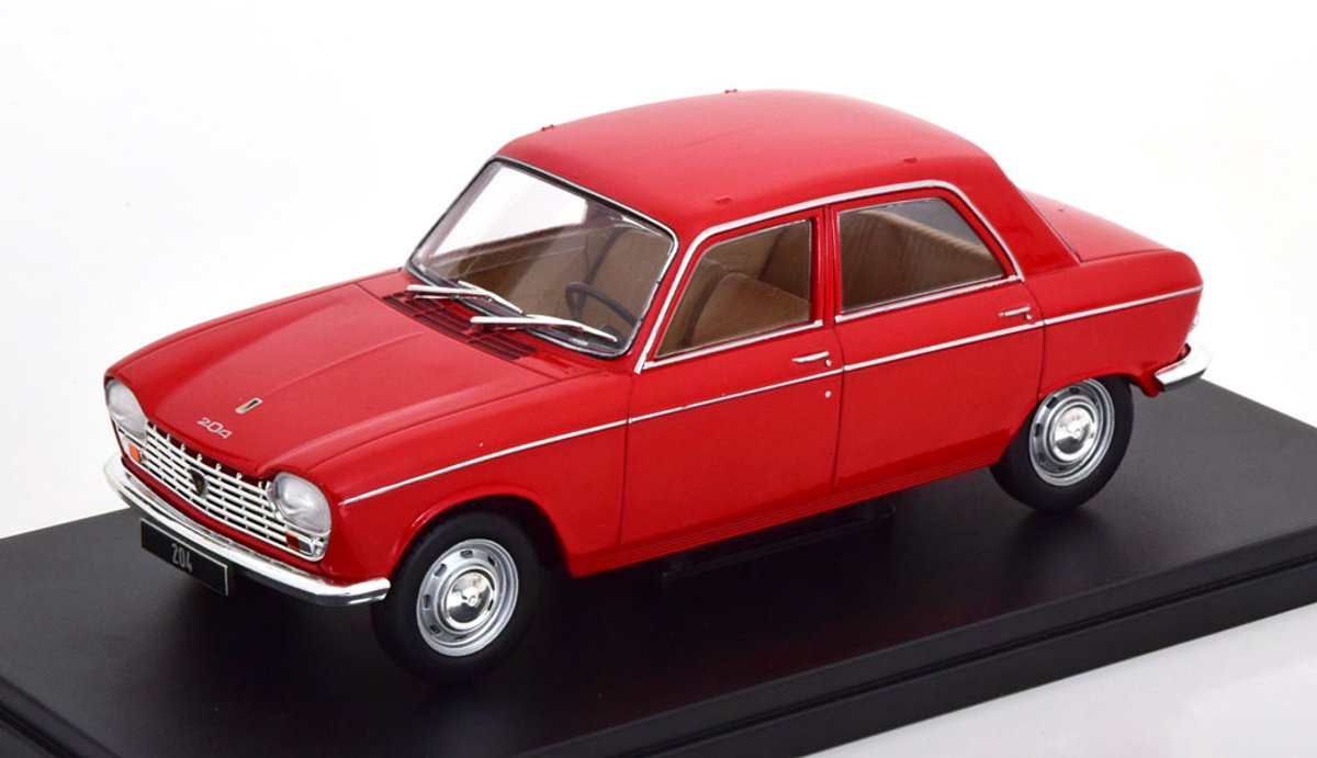 Peugeot 204 1968 Rood Modelauto 1/24 Whitebox