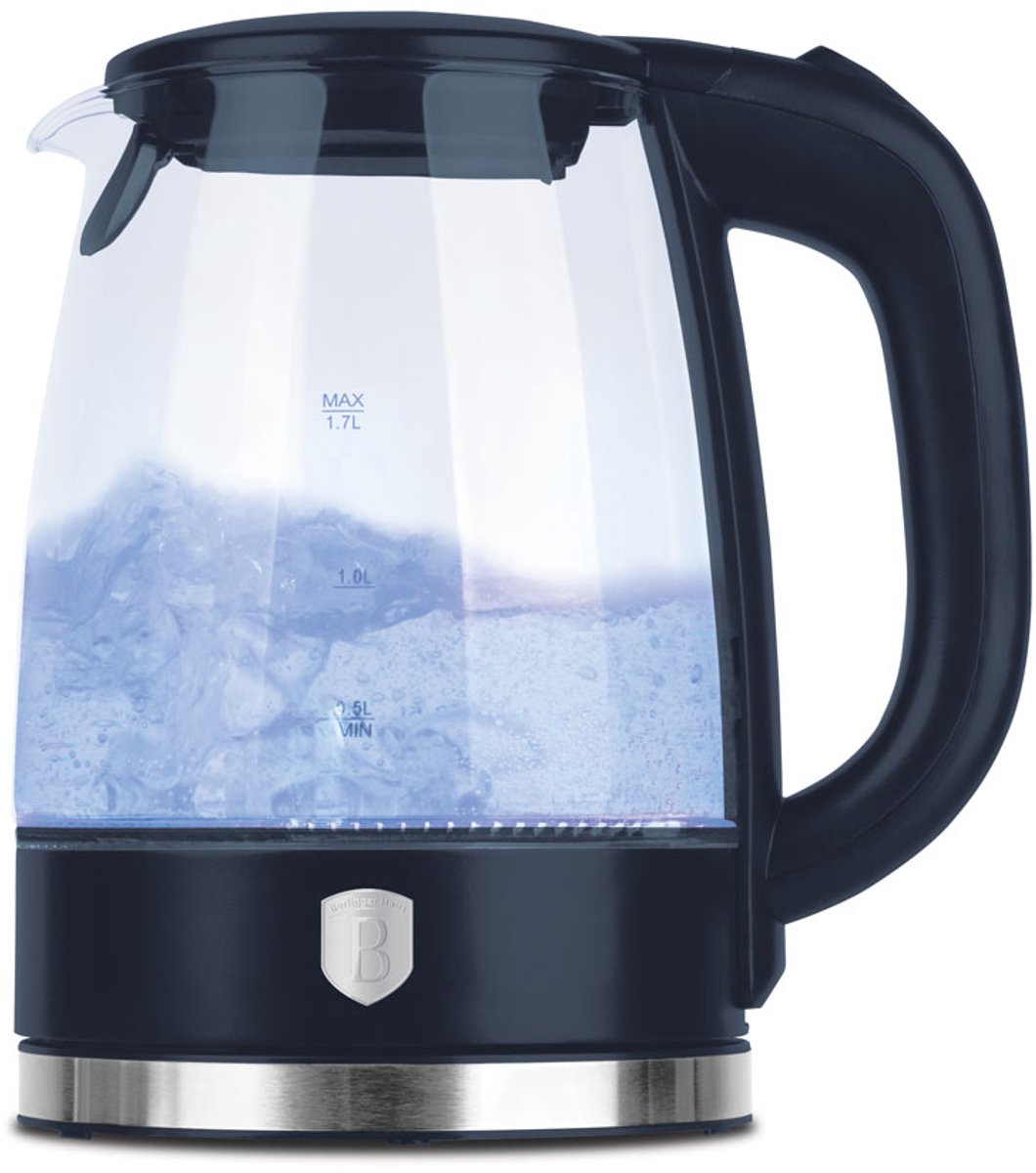 Berlinger Haus - glazen waterkoker - LED light - Deep Sea - mat blauw