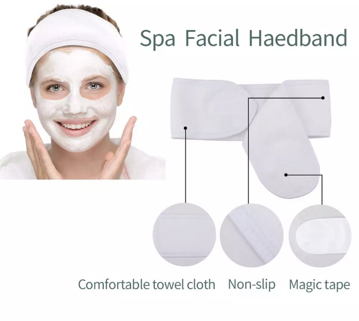 2 Paar Witte Dunne Herbruikbare Elastische Zachte Katoenen Handschoenen Droge Handen Hydraterende Cosmetische Hand Spa Munt Sieraden Inspectie Handschoen - 1pcs Eyelashes Extension Spa Facial Headband ---- Wit Maat L ... SQGTR