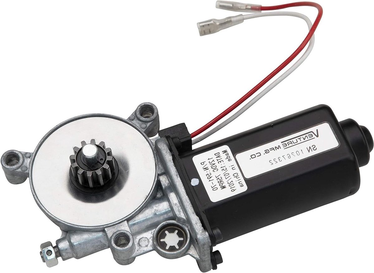 Vervangende Luifelmotor - Motor voor camperluifel - Camperluifel Automatisering - Dubbele Connectoren Boorcompatibel - 12 Volt 75 RPM - Zwart