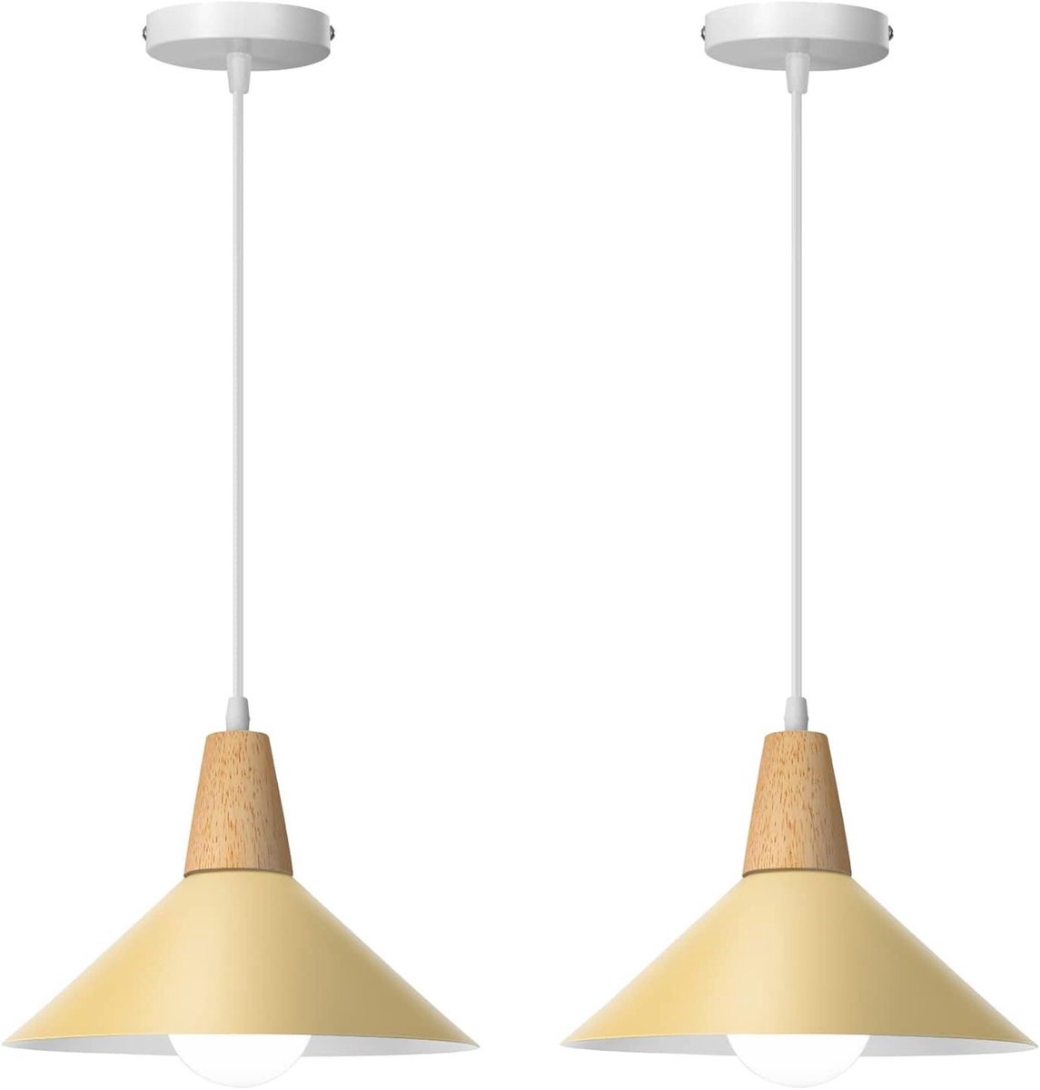 Set Hanglampen - Plafondlamp Kroonluchter - Sfeerverlichting Inrichten - Met Houtdecoratie