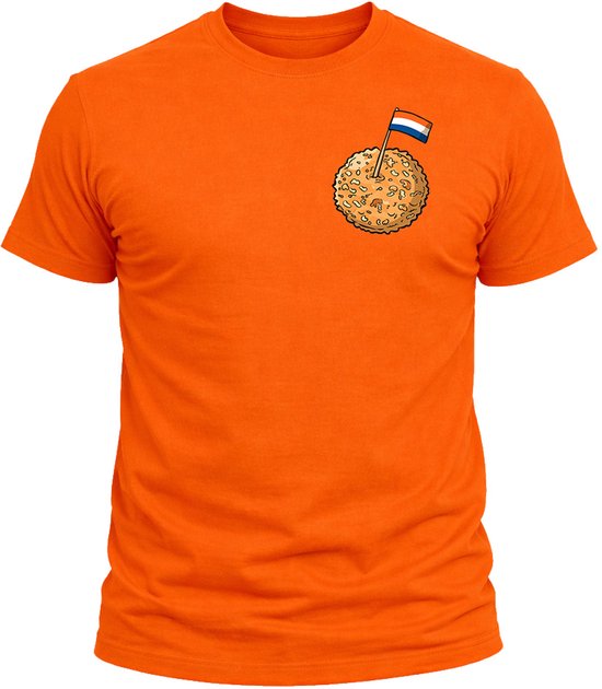 Koningsdag T-shirt – Oranje Shirt met Bitterbal Print – Grappig & Subtiel