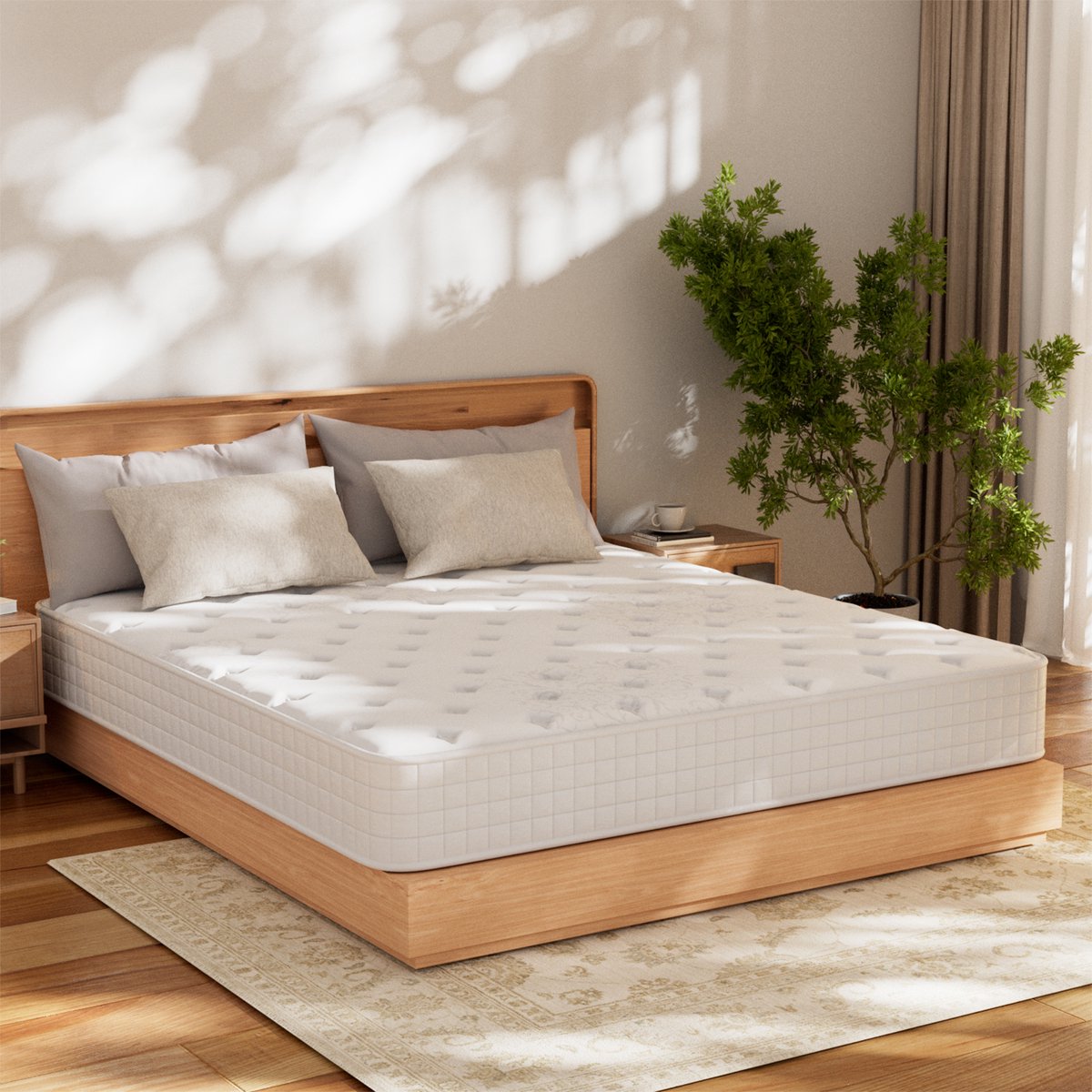 EARTHYHOME - Matras 180x200cm - Pocketveringmatras - 20cm Dik - Tweepersoonsmatrassen - 7-zone Ondersteuning - 8-laags gelaagde stof.