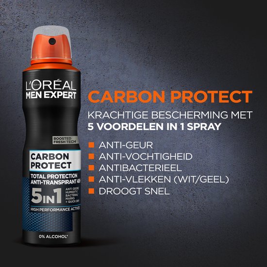 L’Oréal Paris Men Expert Carbon Protect 5in1 Deodorant Spray - Voordeelverpakking 6 x 150 ml