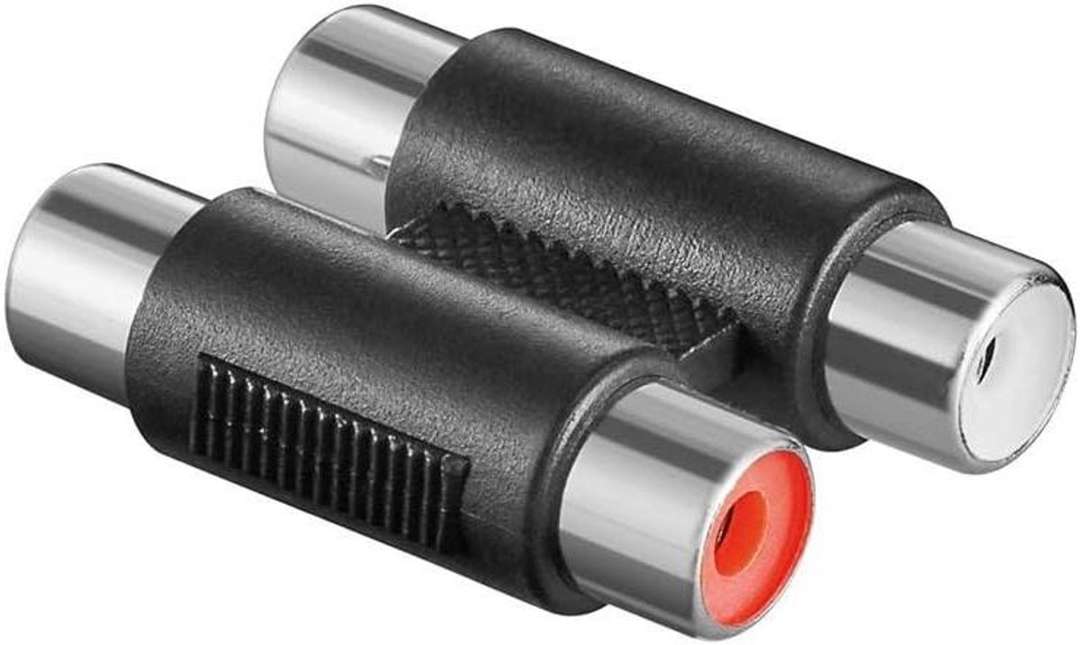 Audio Adapter - Koppelstuk - Verbinden Kabels - 2x RCA Koppeling - 25mm - Zwart