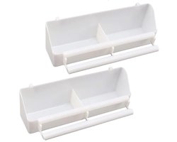 2 Stuks - Vogelvoerbakken - Voerbakje - Kunststof - Wit - 21*5*6.5cm - Vogelbak - Drinkbak - Voor vogels, papegaaien - Hangende vogelvoederbak - Voor vogelkooi - Voor het vasthouden van fruit, groenten