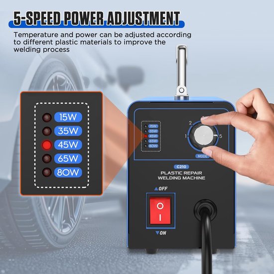 Plastic Welder Kit, 220V Plastic Welding Machine with 600pcs Hot Staples Car Bumper Repair Kit with 5-Level Adjustable Power for Car Plastic Crack Repair — afbeelding 4