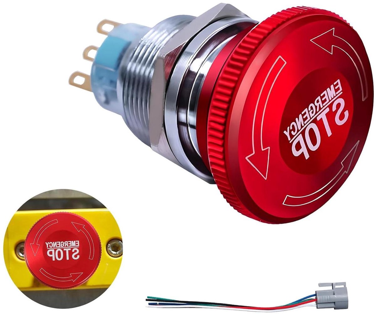 Noodstop Schakelaar - Drukknop Schakelaar - Veilige Uitschakeling - 1NO 1NC Contacten - 22mm Montagegat - Rood
