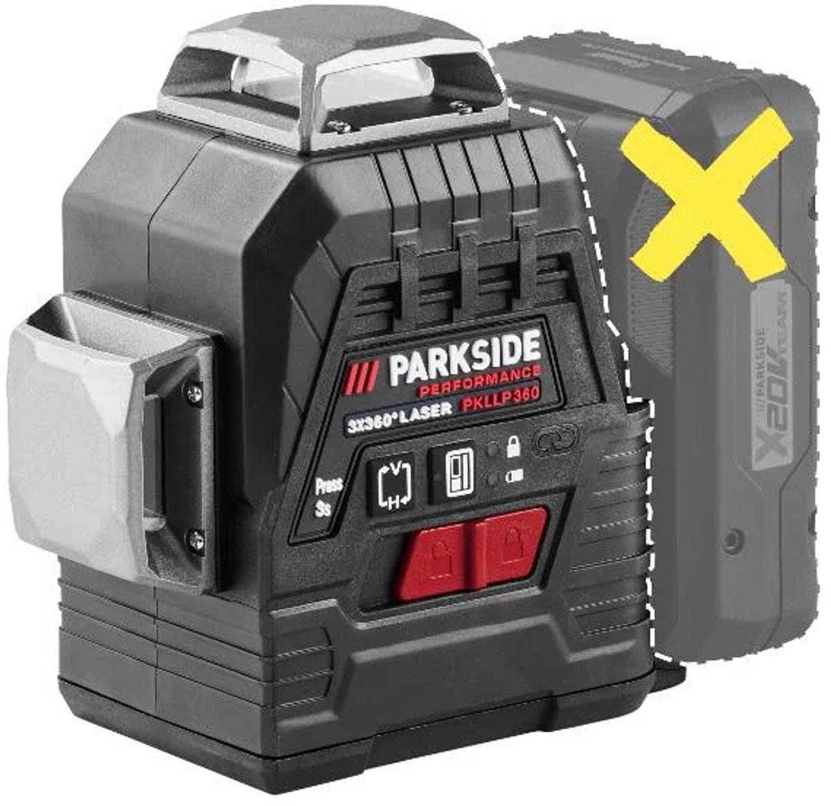 PARKSIDE PERFORMANCE® Accu-kruislijnlaser inclusief 20V 4Ah smart accu en snellader - Bereik: tot 30 m - Groen laserlicht voor optimale zichtbaarheid, ook in lichte ruimtes - 360° projectie