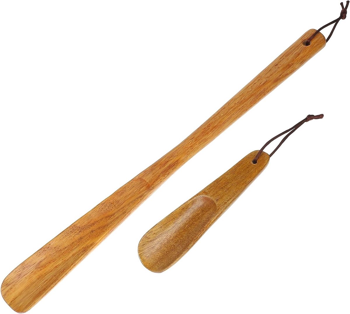 2 Stuks Houten Schoenlepels met Lange Handgreep voor Eenvoudig Aantrekken van Schoenen en Laarzen, Ideaal voor Ouderen en Mensen met Beperkte Mobiliteit, Beige, 40.00X4.00X2.70CM