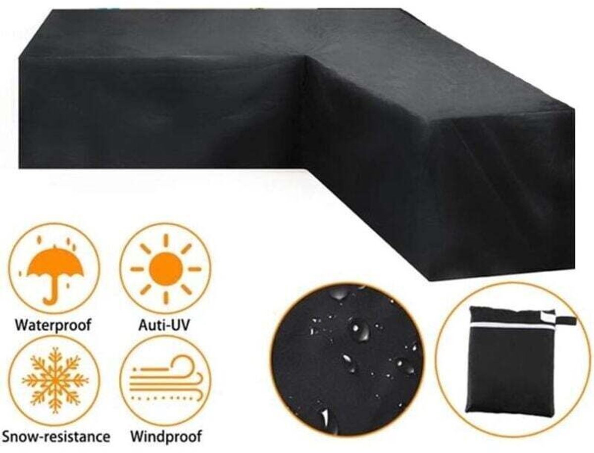 beschermhoes tuinmeubel- beschermhoes tuinmeubelen-beschermhoes tuintafel-Waterdichte L-vormige tuinmeubelhoes- van Oxford-stof ter bescherming -270x270x90cm