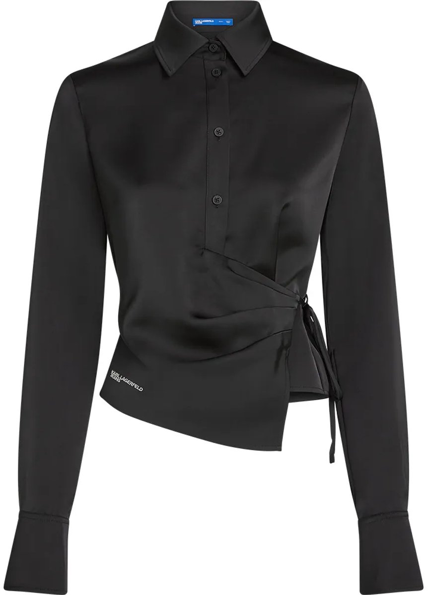 Karl Lagerfeld Jeans A3w11008 Satin Overhemd Met Lange Mouwen Zwart S Vrouw