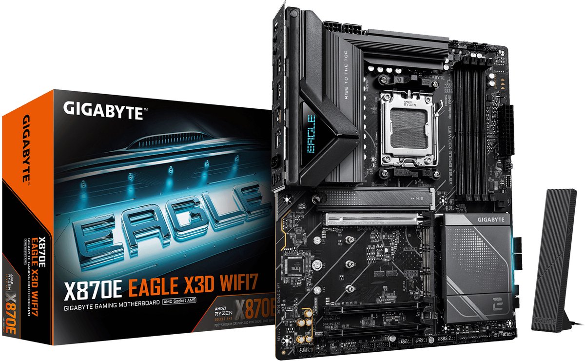 Gigabyte X870E EAGLE X3D WIFI7 - AMD AM5 - X870 Chipset - DDR5 - Wi‑Fi 7 - ATX
