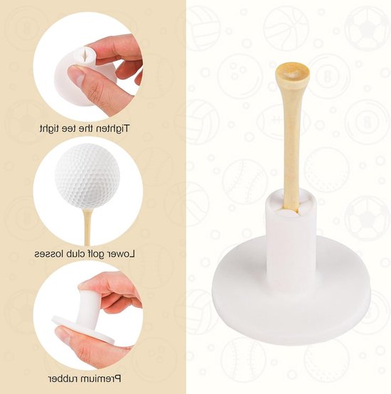 Dailygoods- Golf Tee Houder Wit - Rubberen Golf Tee - Houten Bal van Dailygoods — afbeelding 2