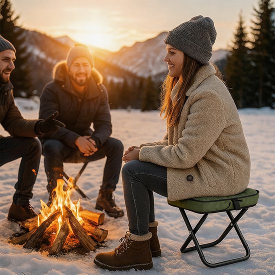 Kruk - Krukje - Opvouwbare Krukken - Campingkeuken - Draagbaar & Lichtgewicht Opvouwbaar Kruk voor Outdoor Activiteiten - Max. 150 kg Draagvermogen - Groen — afbeelding 4
