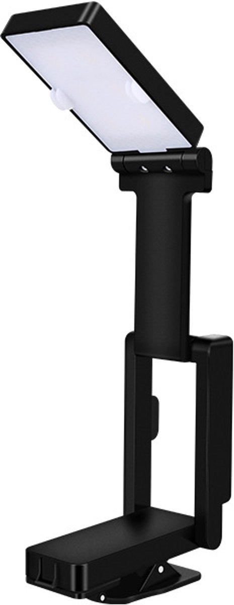 OUTARO Oplaadbare LED klemlamp zwart 700mAh | Opvouwbare draagbare mini boeklamp | Oogvriendelijk als leeslamp en compacte bureaulamp