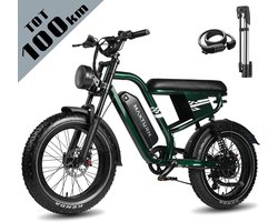 Maxtron MX10 Elektrische Fiets – 648Wh Accu – Actieradius tot 100 km – 20×4.0 Inch Fatbike Banden – Dubbele Verende Voorvork (Aluminium/Staal) – Shimano 7 Versnellingen – Mechanische Schijfremmen – Stadsfiets – Max. Belastbaar 120 kg – Groen