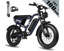 Maxtron MX10 Elektrische Fiets – 648Wh Accu – Actieradius tot 100 km – 20×4.0 Inch Fatbike Banden – Dubbele Verende Voorvork (Aluminium/Staal) – Shimano 7 Versnellingen – Mechanische Schijfremmen – Stadsfiets – Max. Belastbaar 120 kg – Blauw