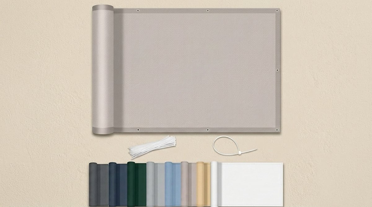 Azalia Balkonscherm 75x600cm Waterdicht Balkonafdekking Inkijkbescherming Ondoorzichtig Balkonomranding Met Oogjes Windscherm UV-bescherming Voor Balkon Tuin Terras-Taupe