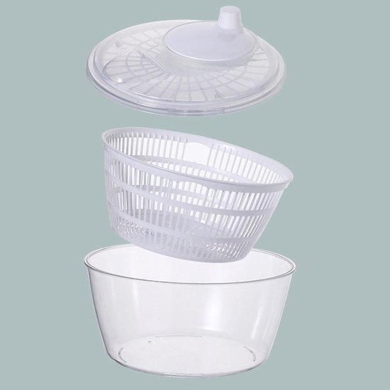 Sla centrifuge - Groente droger - Salades bereiden - Snelle centrifuge - 22.8 x 17.5 cm - Wit — afbeelding 5