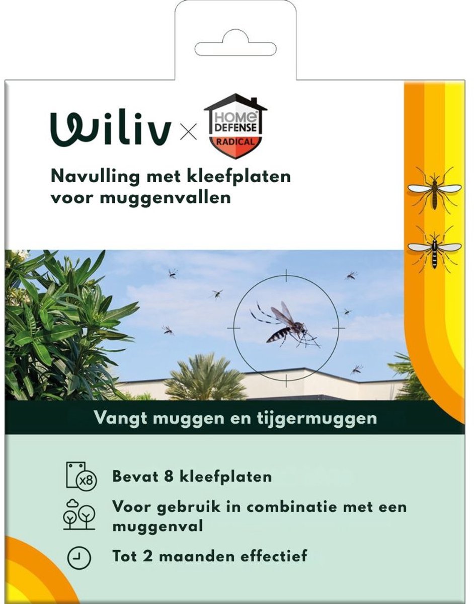 Home Defense Premium Muggenval Navulling – 8 Kleefplaten – Tegen (Tijger)muggen – Muggenvanger