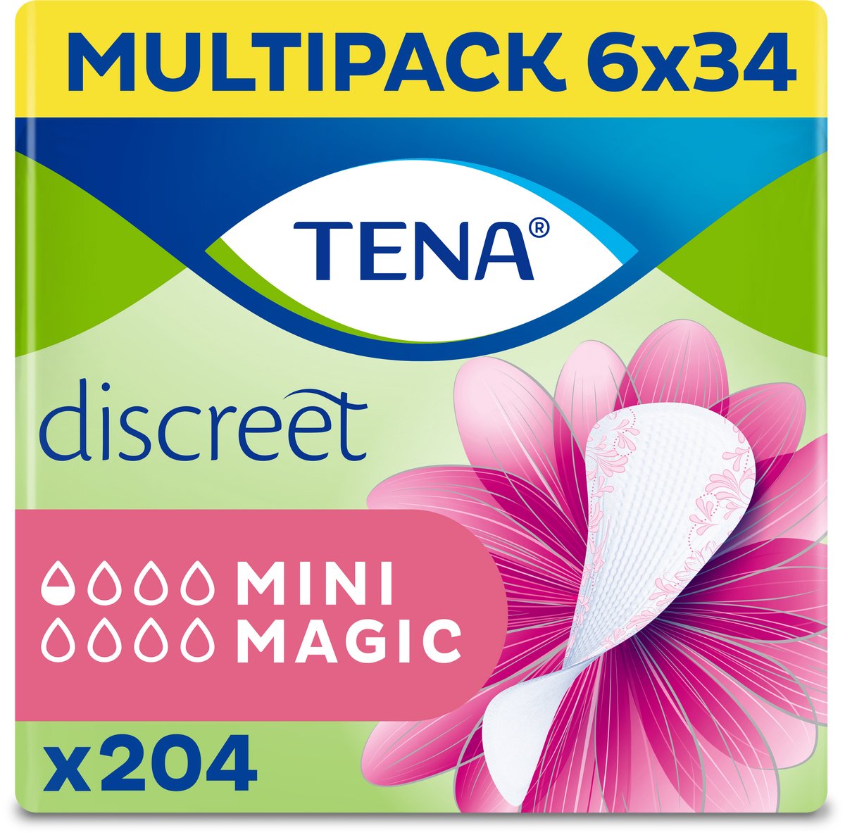 TENA Discreet Mini Magic Inlegkruisjes 6 x 34ST - Voordeelverpakking