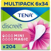 TENA Discreet Mini Magic Inlegkruisjes 6 x 34ST - 204 Stuks - Voordeelverpakking