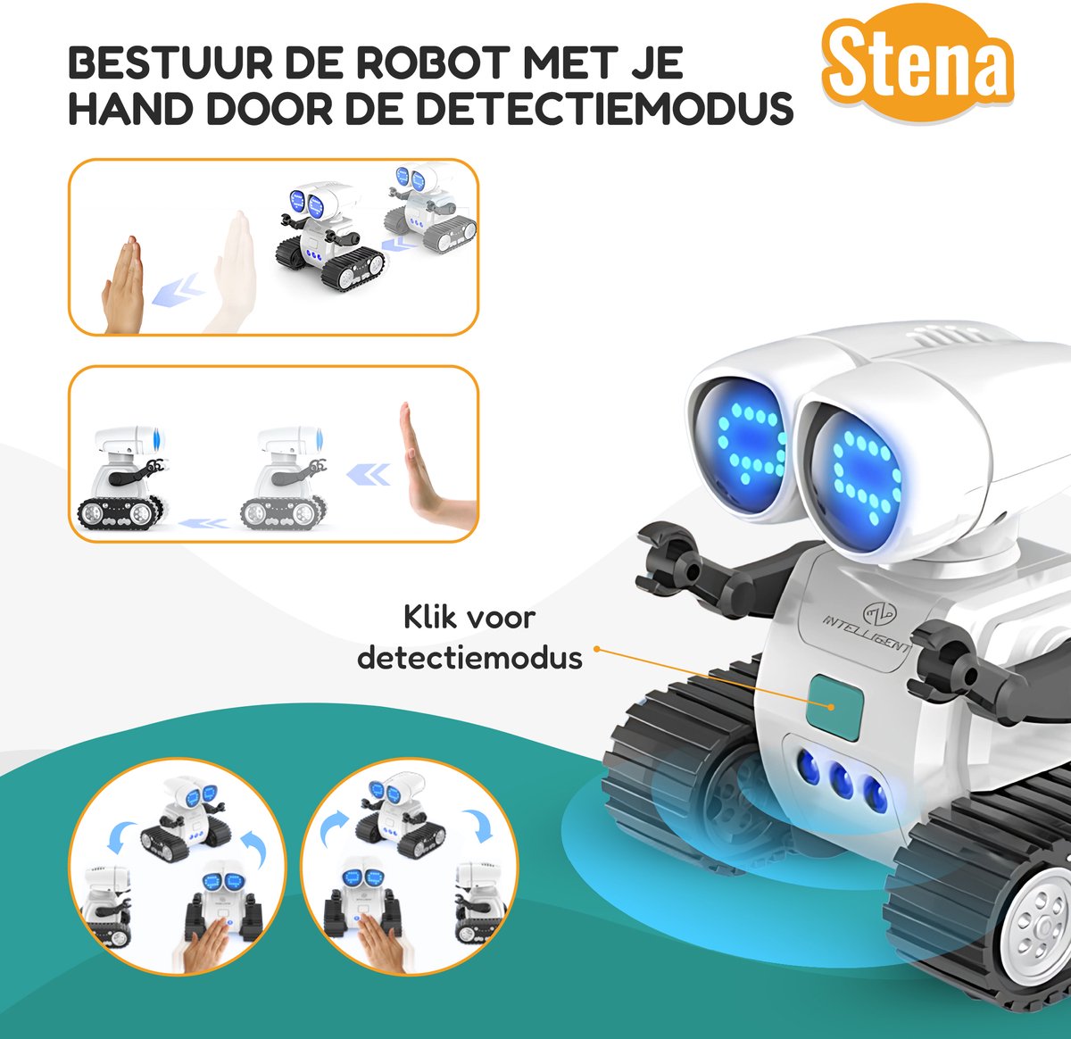 Intelligente Robot - Interactief STEM Speelgoed - Bestuurbaar met Controller en met Handgebaren - LED Ogen - Walkie Talkie - Muziek - Jongens - Oplaadbaar — afbeelding 2