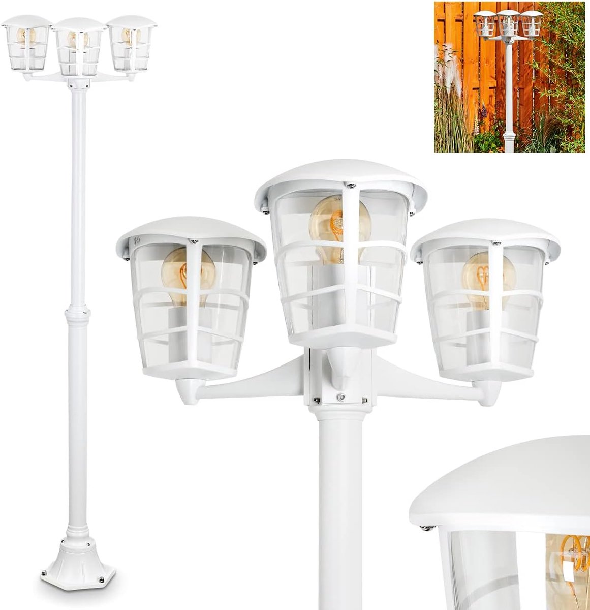 Buitenpadlamp - Tuinpadverlichting - Veilig Belichten - IP44 Weerbestendig - 180cm Hoog - Wit
