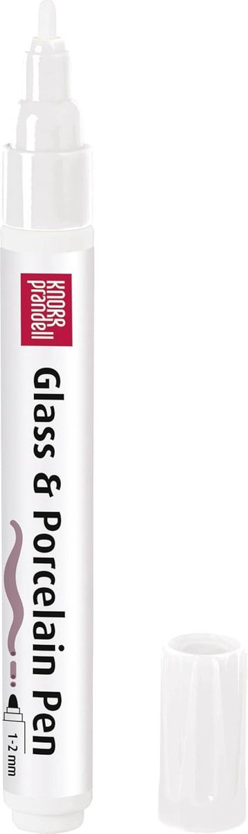 Glas Porselein Pen - Kleurpen Keramiek - Gladde Ondergronden Decoreren - Op Waterbasis Glanzend - 1-2 mm - Wit