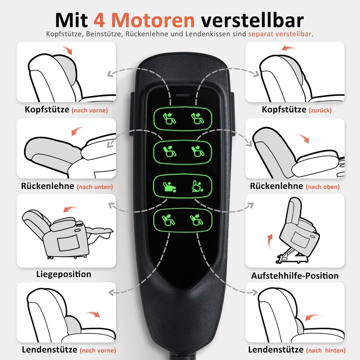 Elektrische Relaxfauteuil – Industrohome 4-Motoren Zero Gravity TV Stoel met Opsta-hulp – Massage & Verwarming Fauteuil Beige-Bruin Microvezel – Verstelbare Lenden- en Hoofdsteun Luxe Senioren Relaxstoel