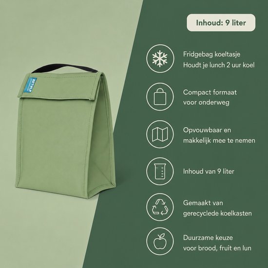 Retulp Fridgebag - Lunchtas - Koeltas - Koeltasje klein - Gemaakt van koelkast - Koeltas lunch - 9 liter - 2 Stuks - Grijs - Wit van Retulp — afbeelding 5
