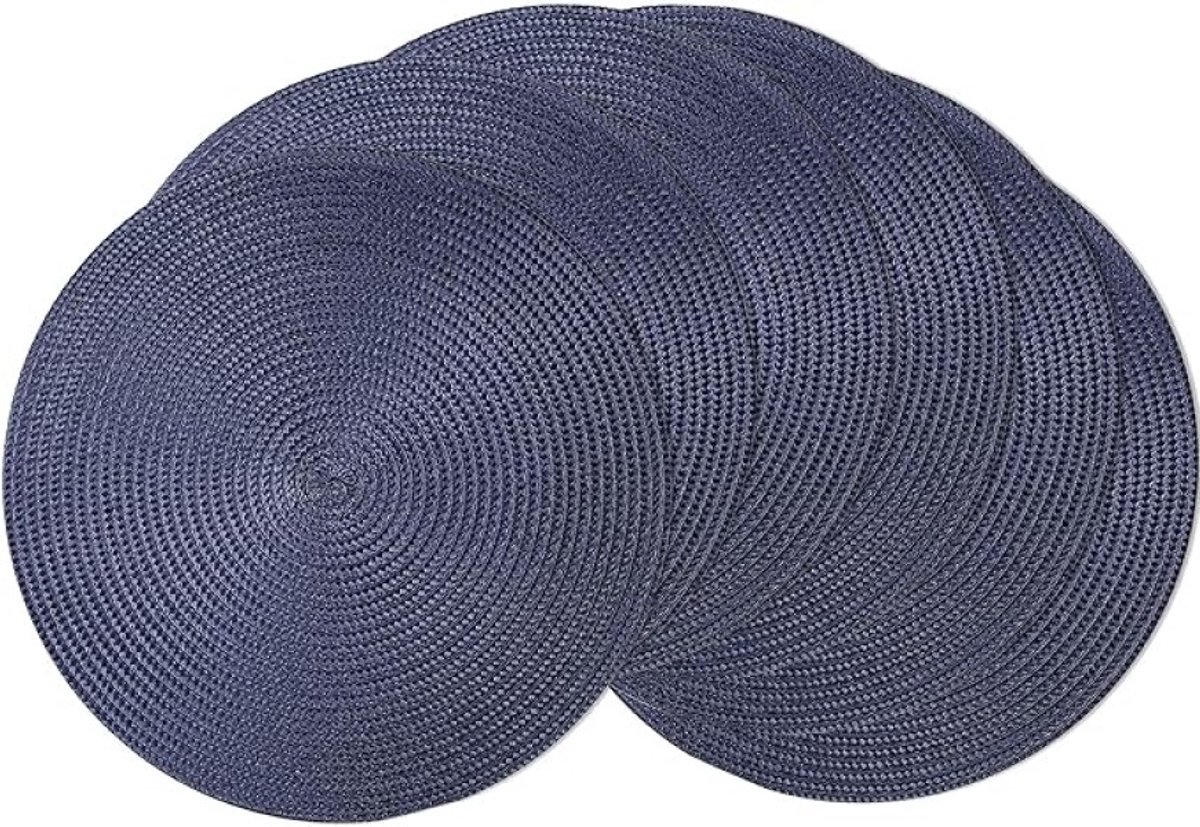 Geweven hittebestendige placemats set van 6 - marineblauw - 14,17 inch