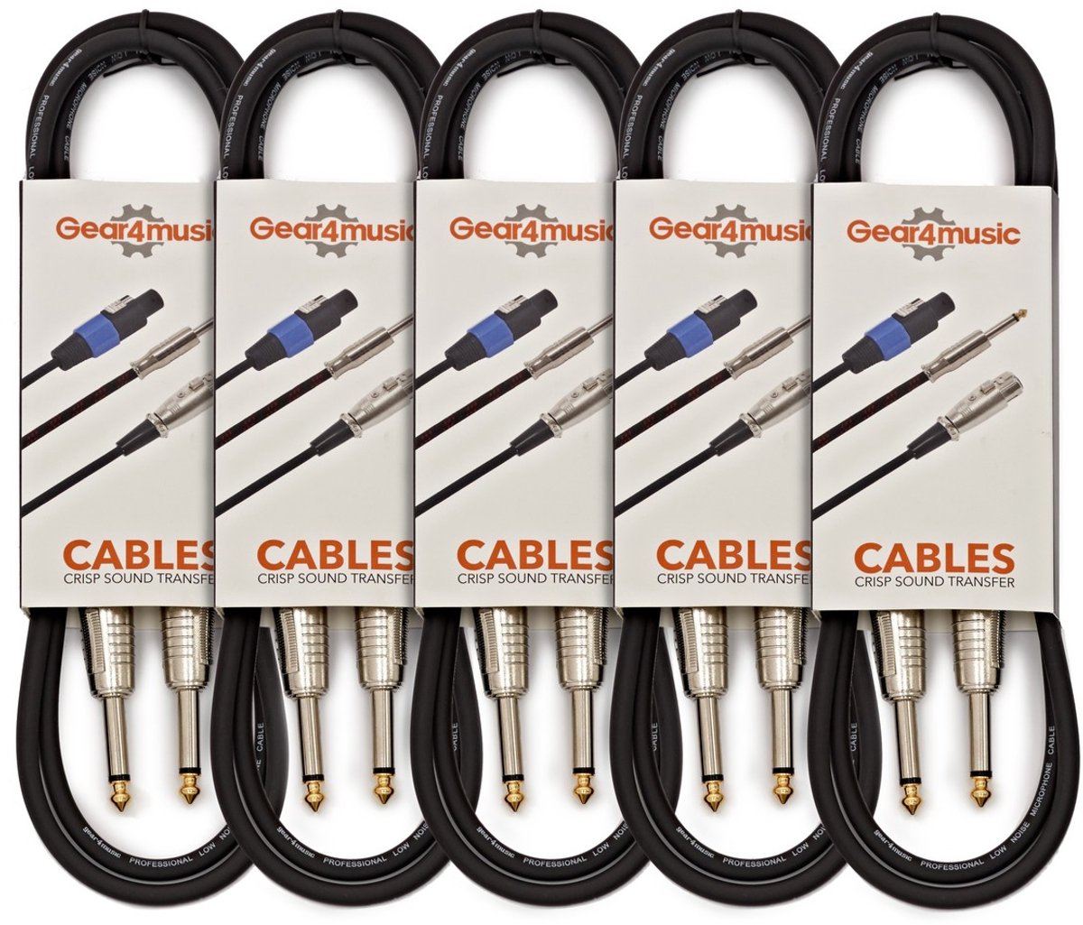 Set van 5 Jack Instrumentkabels, 1 m
