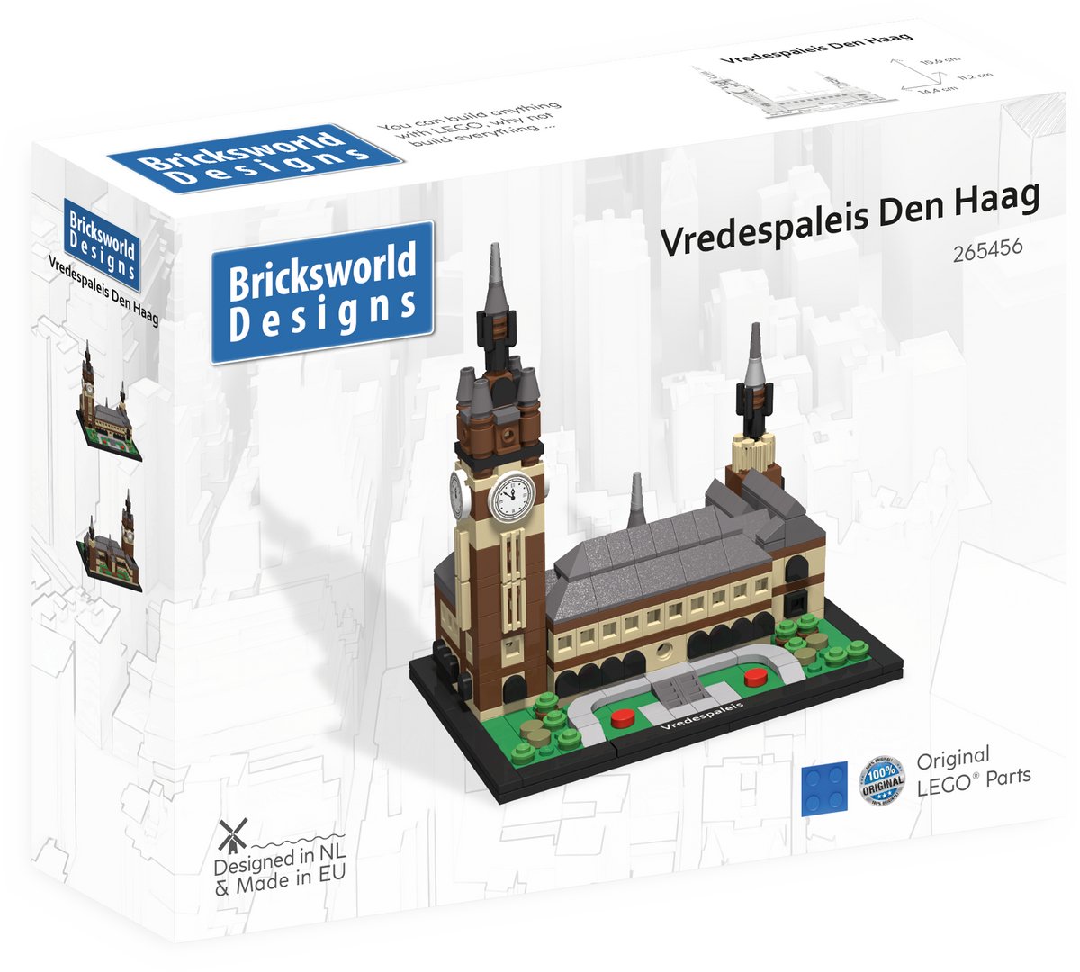 Bricksworld BOC-ARC-VRE Architectuur Vredespaleis Den Haag (NL). Samengesteld uit originele nieuwe LEGO® onderdelen.