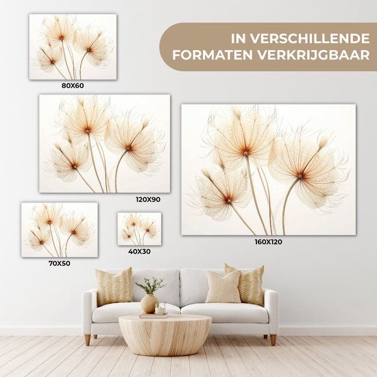 Peinture sur toile 80x60 cm - Décoration murale Soleil - Pissenlits - Nature - Botanique - Décoration murale murale salon - Décoration chambre - Accessoires de chambre - Peintures