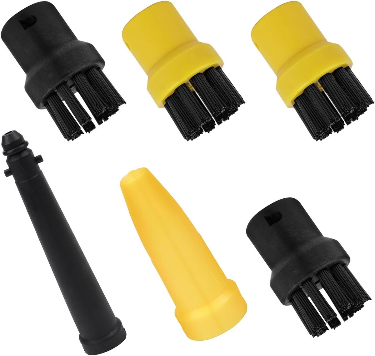 Set van 6 Ronde Borstels voor Stoomreinigers - Accessoires voor Raamreiniging en Vloerreiniging, Compatibel met SC1-SC7 en CTK10-CTK20