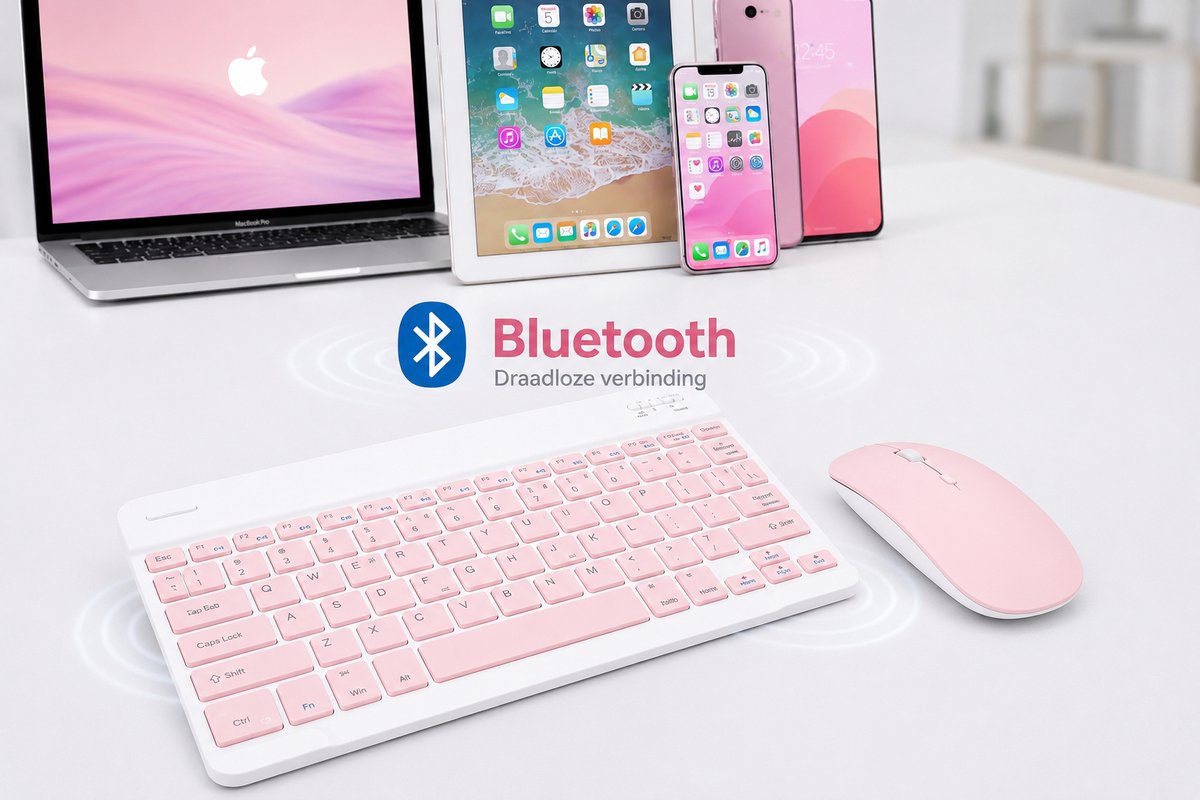 Bluetooth Toetsenbord en Muis Set – Oplaadbaar Toetsenbord – Draadloze Bluetooth Muis – USB-C – Compact – Voor iPad, Android, Windows