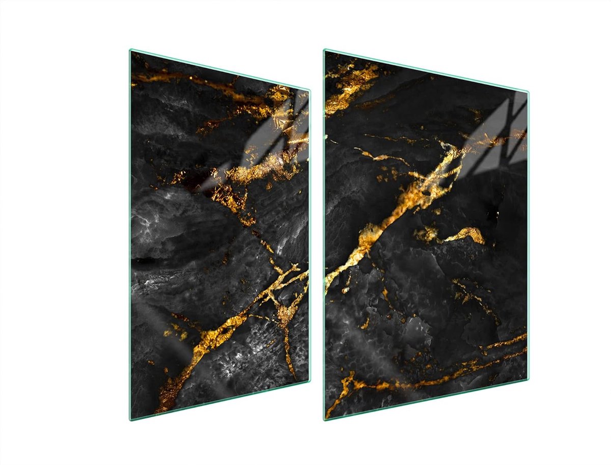 Kookplaat Afdekplaat Werkbladbeschermer Spatscherm Keuken Beschermen Gehard Glas 70 x 52 cm Marmer Look