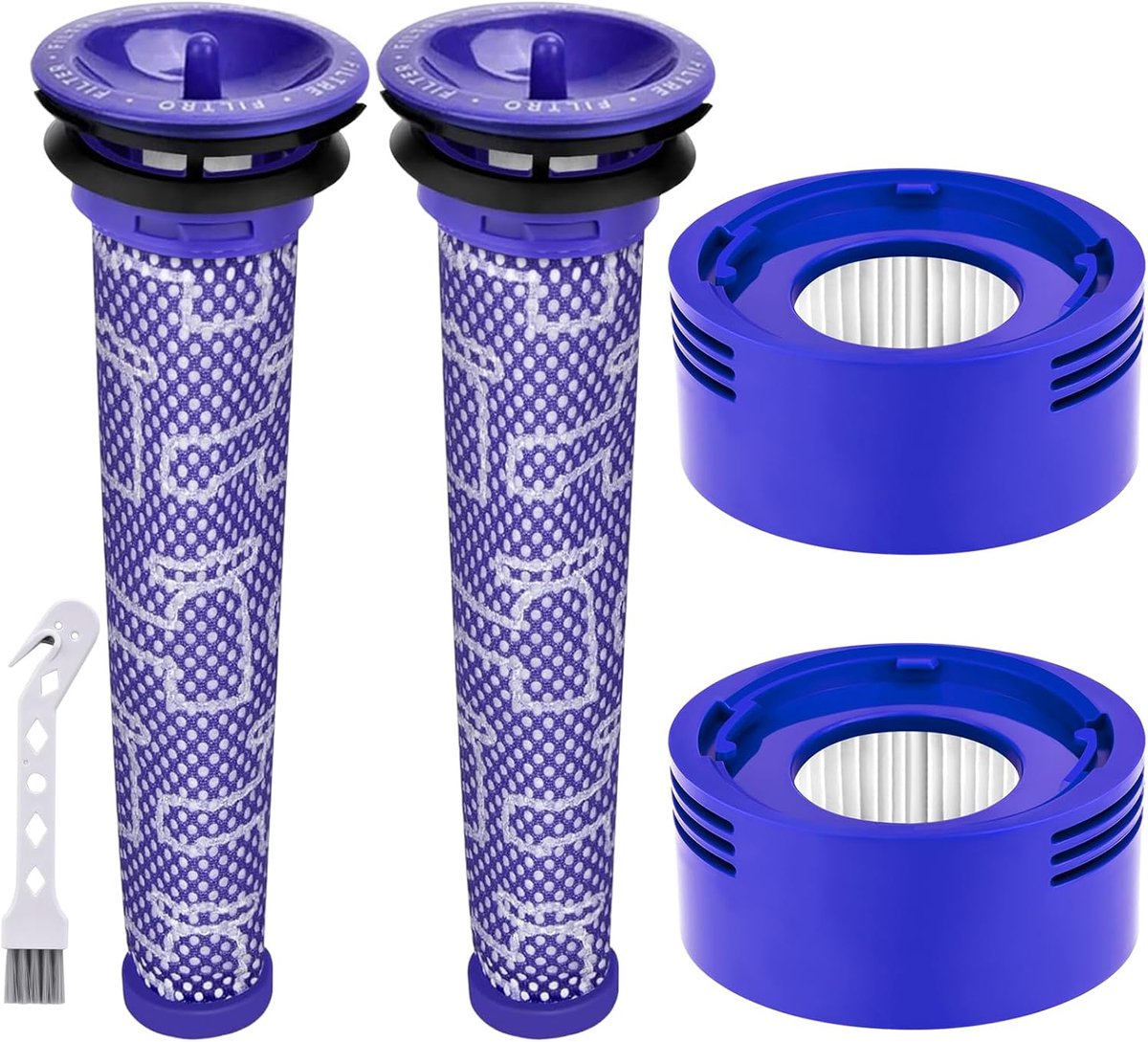V7 V8-filtervervanging geschikt voor Dyson V7 V8 - Filter set - 2 HEPA-naffilters + 2 voorfilters, onderdeel 965661-01 & 967478-01
