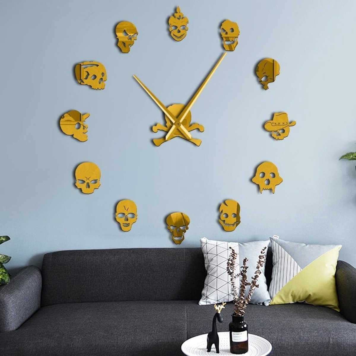 Grote Wandklok - DIY Klok - Moderne Decoratie - 3D Acryl Spiegel - 90x90cm - Goud