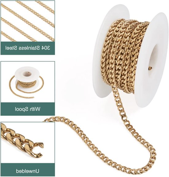Curb Chain Link Spoel voor Creatieve Projecten, DIY Sieraden en Handwerkaccessoires — afbeelding 3